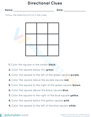 Follow Directional Clues Worksheet Activity