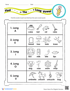 Find the Long Vowel Sound Worksheet