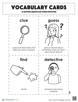 Vocabulary Cards for Young Word Detectives