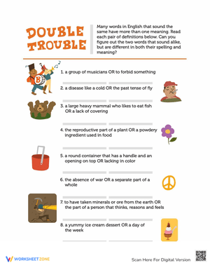 Double Trouble Consonant Blends Worksheet