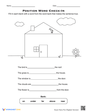 Position Word Check-In for Prepositions Practice