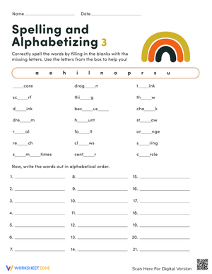 Spelling and Alphabetizing Practice