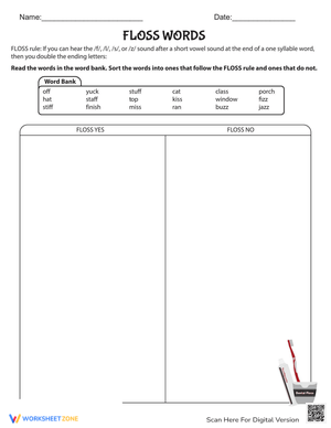 FLOSS Words: Spelling Rule Practice