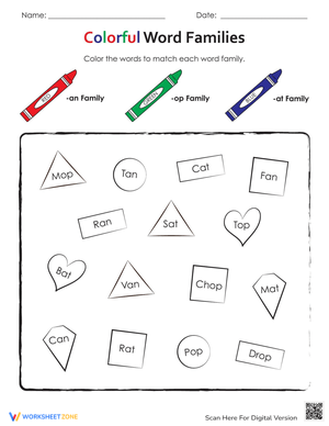 Colorful Word Families: Phonics Fun