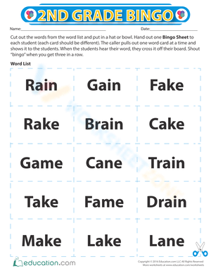 2nd Grade Bingo: Educational Game