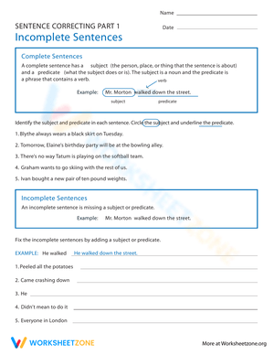 Sentence Correction: Incomplete & Run-Ons
