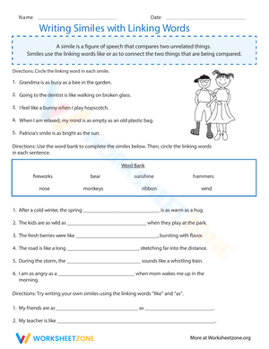 Writing Similes with Linking Words