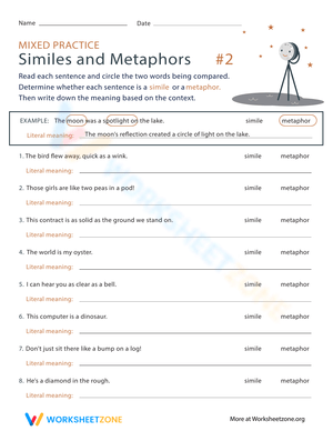 Mixed Practice: Similes and Metaphors