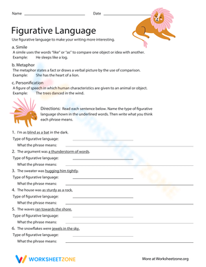 Figurative Language Writing Workout Worksheet