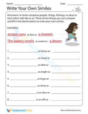 Write Your Own Similes Worksheet