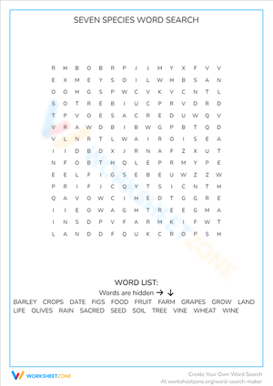 SEVEN SPECIES WORD SEARCH