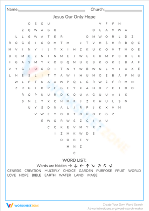 Jesus Our Only Hope: A Religious Studies Worksheet