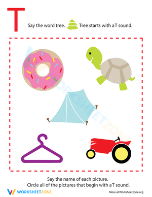 Letter Sounds: T for Toddler Worksheet