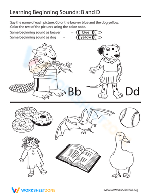 Beginning Sounds: B and D Worksheet