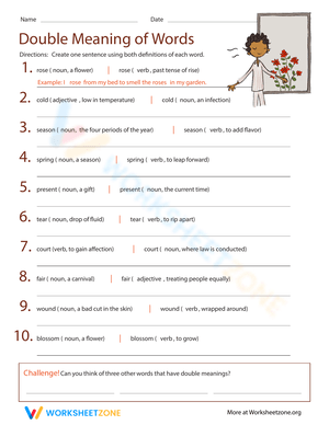 Double Meaning Words Worksheet
