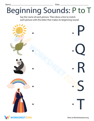 Beginning Sounds: P and T Worksheet