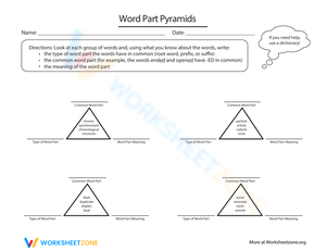 Word Part Pyramids Worksheet