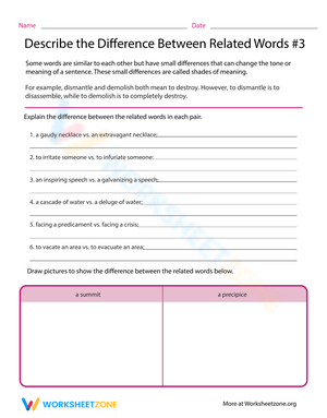 Related Words Worksheet