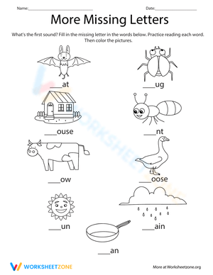 Missing Letters Worksheet