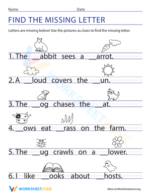 Find the Missing Letter Worksheet