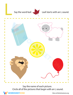 Letter Sounds 'L' Worksheet for Pre-K