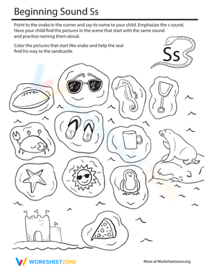 Beginning Sounds Coloring Worksheet