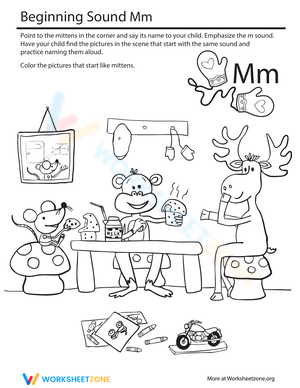 Beginning Sounds Coloring: Monkey