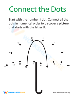 Connect the U Letter Worksheet