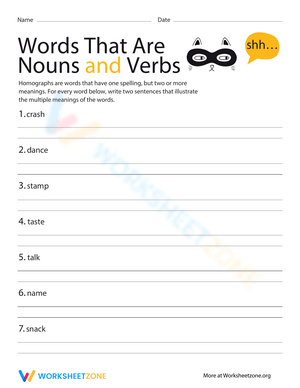 Multiple Meaning Words Worksheet