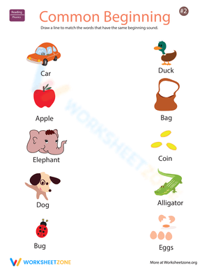Common Beginning Sound Worksheet