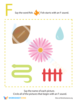 Letter Sounds 'F' Worksheet for Pre-K