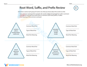 Prefix and Suffix Review Worksheet