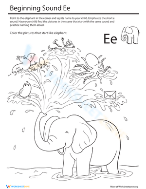 Beginning Sounds Coloring Elephant
