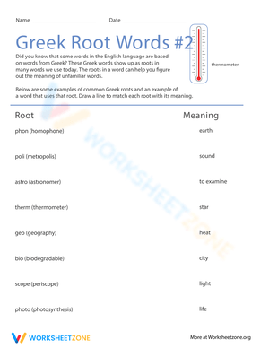 Greek Root Words Worksheet