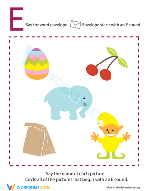 Letter Sounds 'E' Worksheet