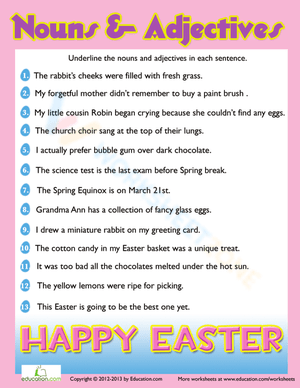 Easter Grammar Worksheet 10