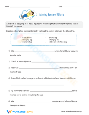 Making Sense of Idioms Worksheet