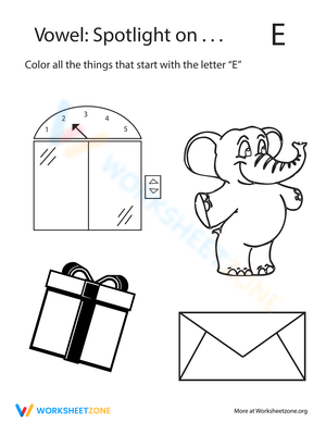 Vowel Spotlight: E Sound Worksheet
