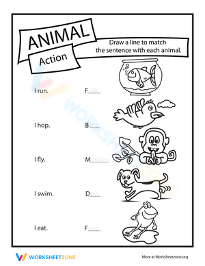Animal Action Verbs Worksheet