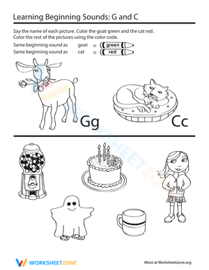 G & C Beginning Sounds Worksheet