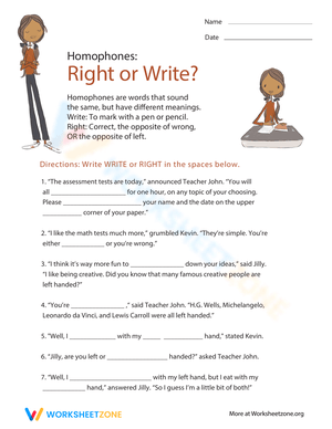 Right or Write Homophones Practice