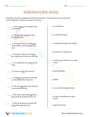 Match Multiple Meaning Words