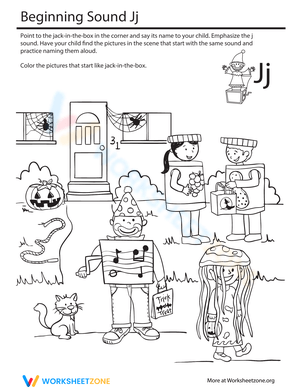 Coloring Beginning Sounds: Jack-in-the-Box