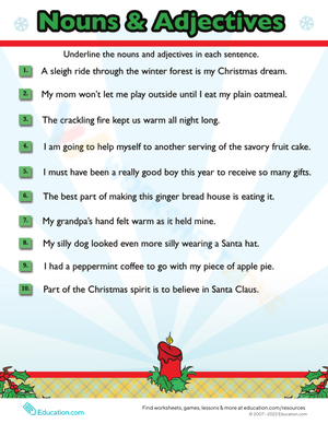 Christmas Grammar Worksheet 8