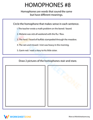 Homophone Practice Worksheet 8