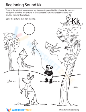 Coloring Beginning Sounds: Kite Edition