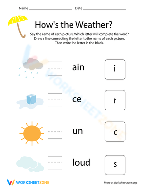 Weather Fill the Blanks for Kindergarten