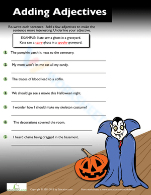 Fun Halloween Adjectives Worksheet