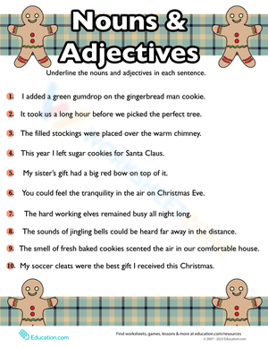 Christmas Grammar Worksheet - Set 4