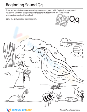 Beginning Sounds Coloring: Sounds Like Quilt